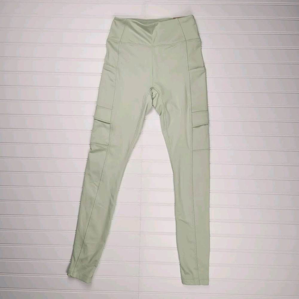 PINK Active Leggings Womens XS Green High Waist Full Length Varsity NEW